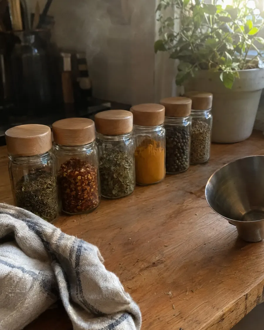 The spice shelf is finally in order