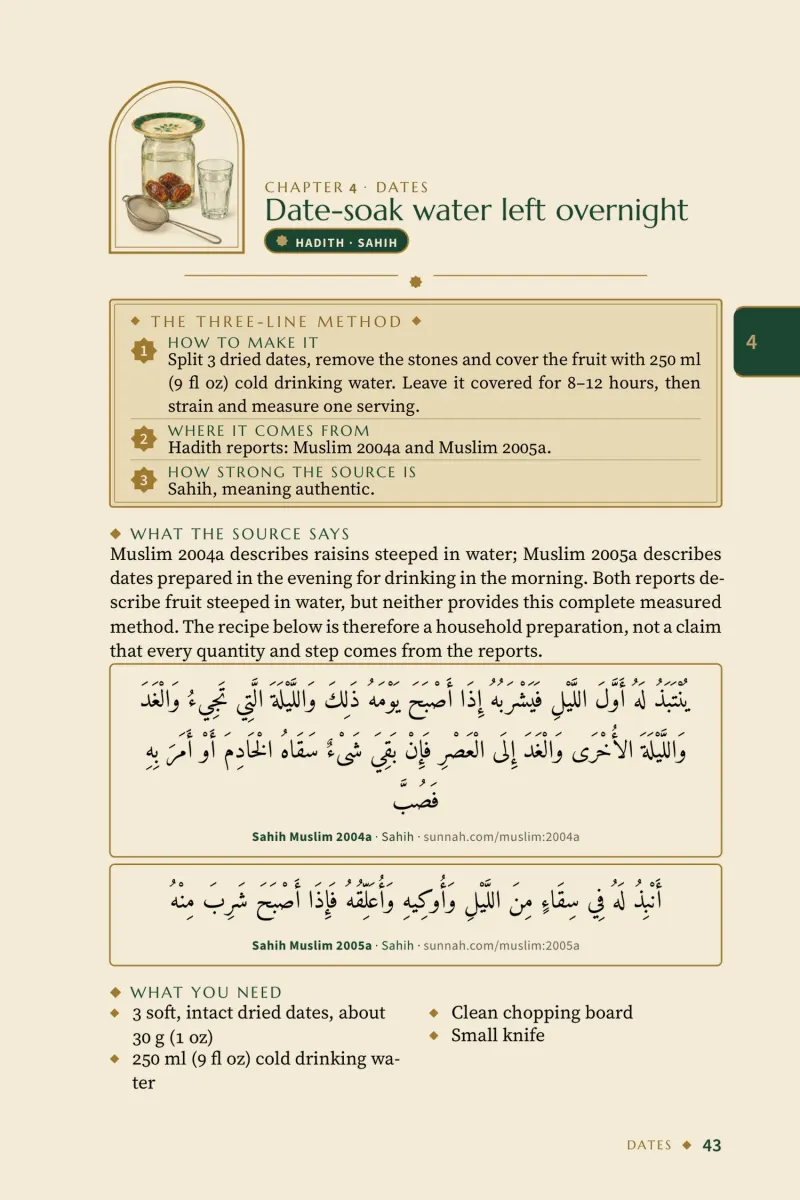 Page: Date-soak water left overnight