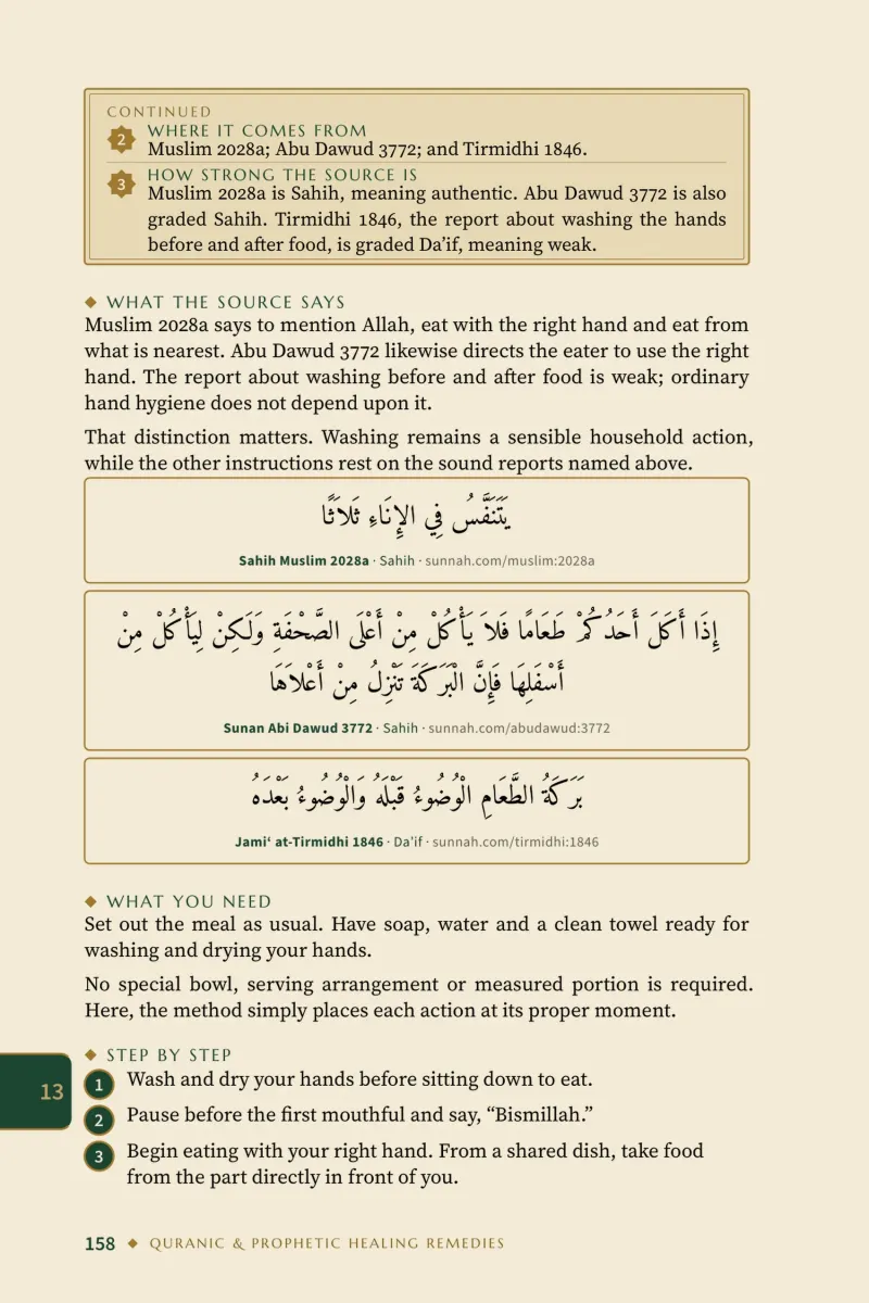 Page: Three table habits from the hadith books