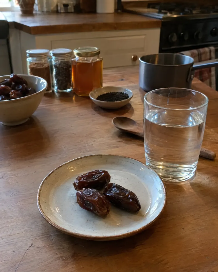 Iftar dates: fresh, then dry, then water